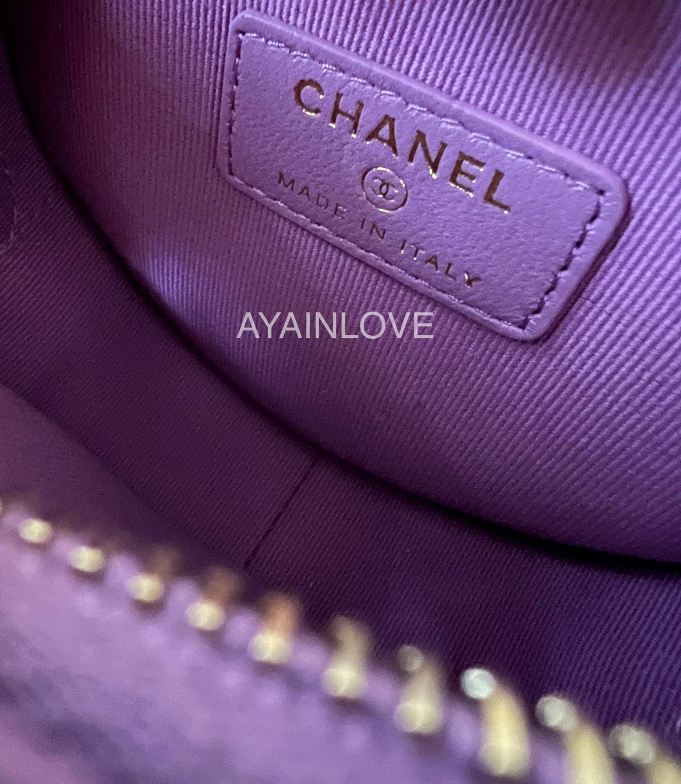 Chanel 22S Heart bag with chain purple lambskin