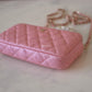 CHANEL 19S Iridescent Pink Caviar Phone Clutch on Chain Detachable Strap Light Gold Hardware