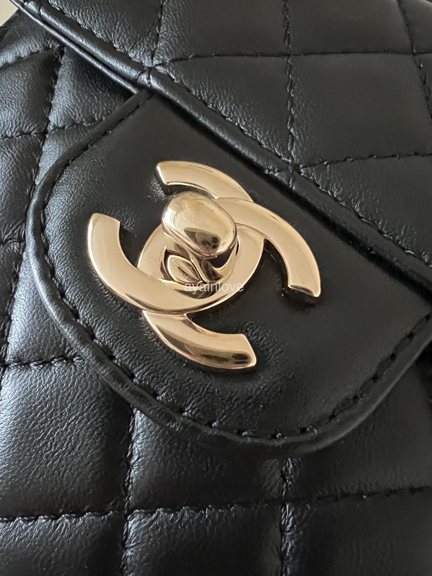 CHANEL 22S Black Large Heart Bag CC in Love Light Gold Hardware