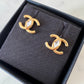 CHANEL Gold Crystal Medium CC Stud Earrings