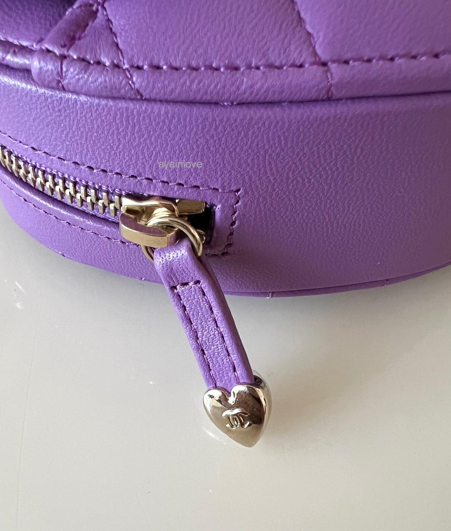 CHANEL 22S Purple CC in Love Heart Small Cross-Body Bag Light Gold Hardware