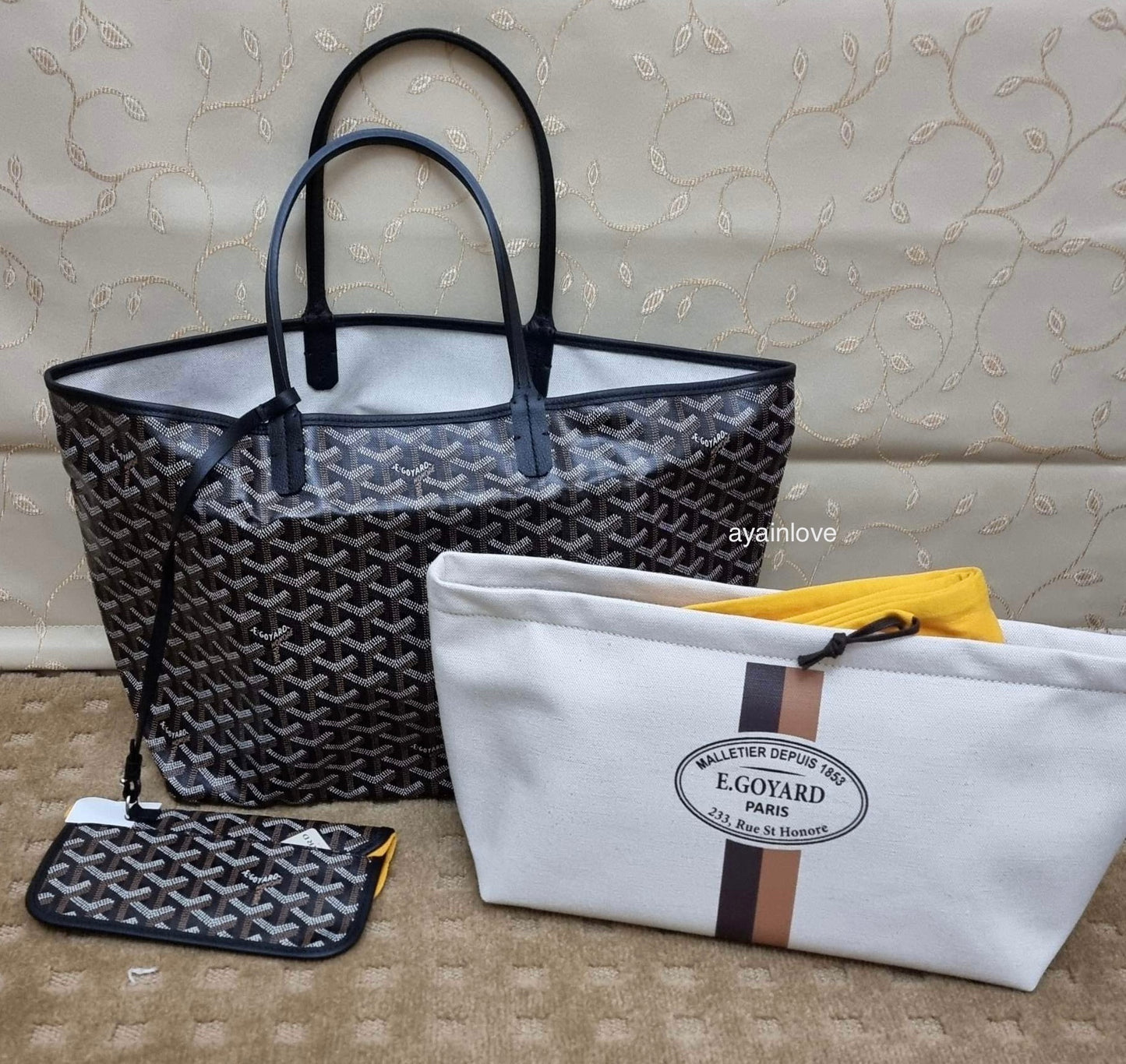 GOYARD St Saint Louis PM Black Tote Bag plus GOYARD Nécessaire Bag Organizer