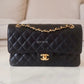 CHANEL Black Caviar Medium/Large Microchipped Classic Flap Bag Gold Hardware