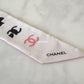 CHANEL Pink White Silk CC Rue Cambon Twilly Scarf Bandeau