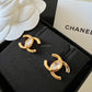 CHANEL 23C Gold Crystal CC Stud Earrings