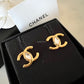 CHANEL 23C Gold Crystal CC Stud Earrings