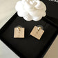 CHANEL 23P Square Crystal CC Stud Earrings Light Gold Hardware