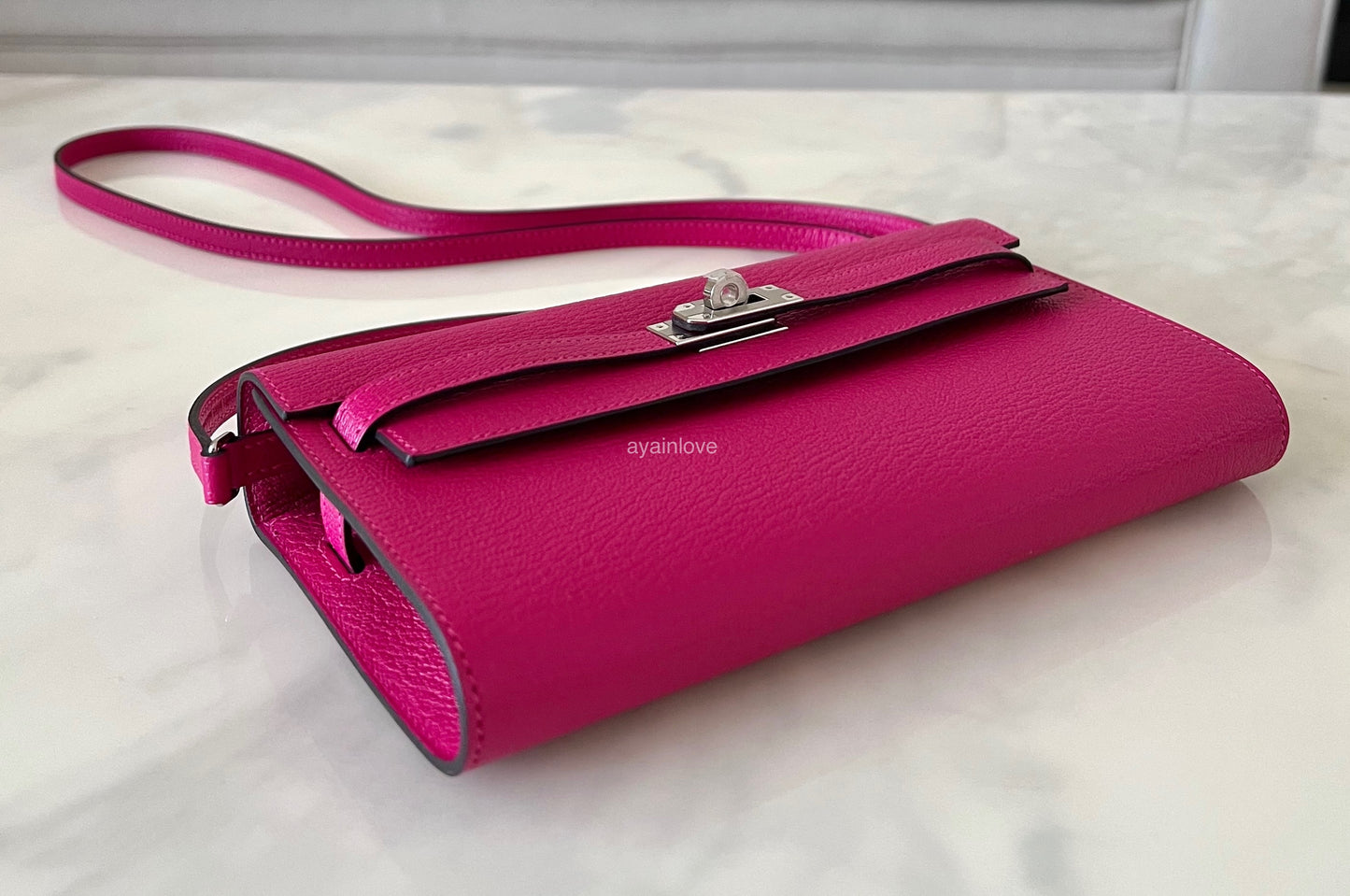 HERMES Kelly To Go 18 KTG Clutch Chèvre Rose Mexico Palladium Hardware