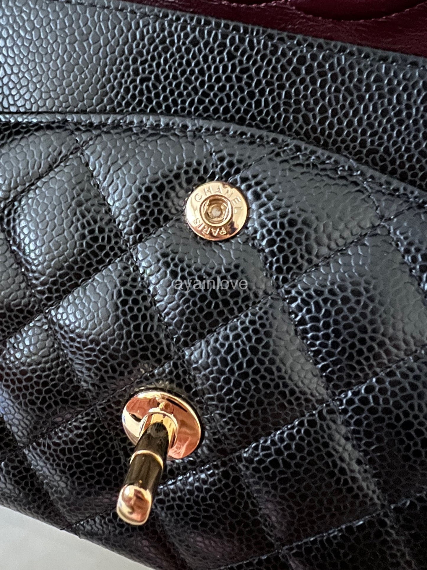 CHANEL Black Caviar Medium/Large Microchipped Classic Flap Bag Gold Hardware