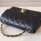 CHANEL 17C Black Caviar Edge Stitching Rectangular Mini Flap Bag Gold Hardware