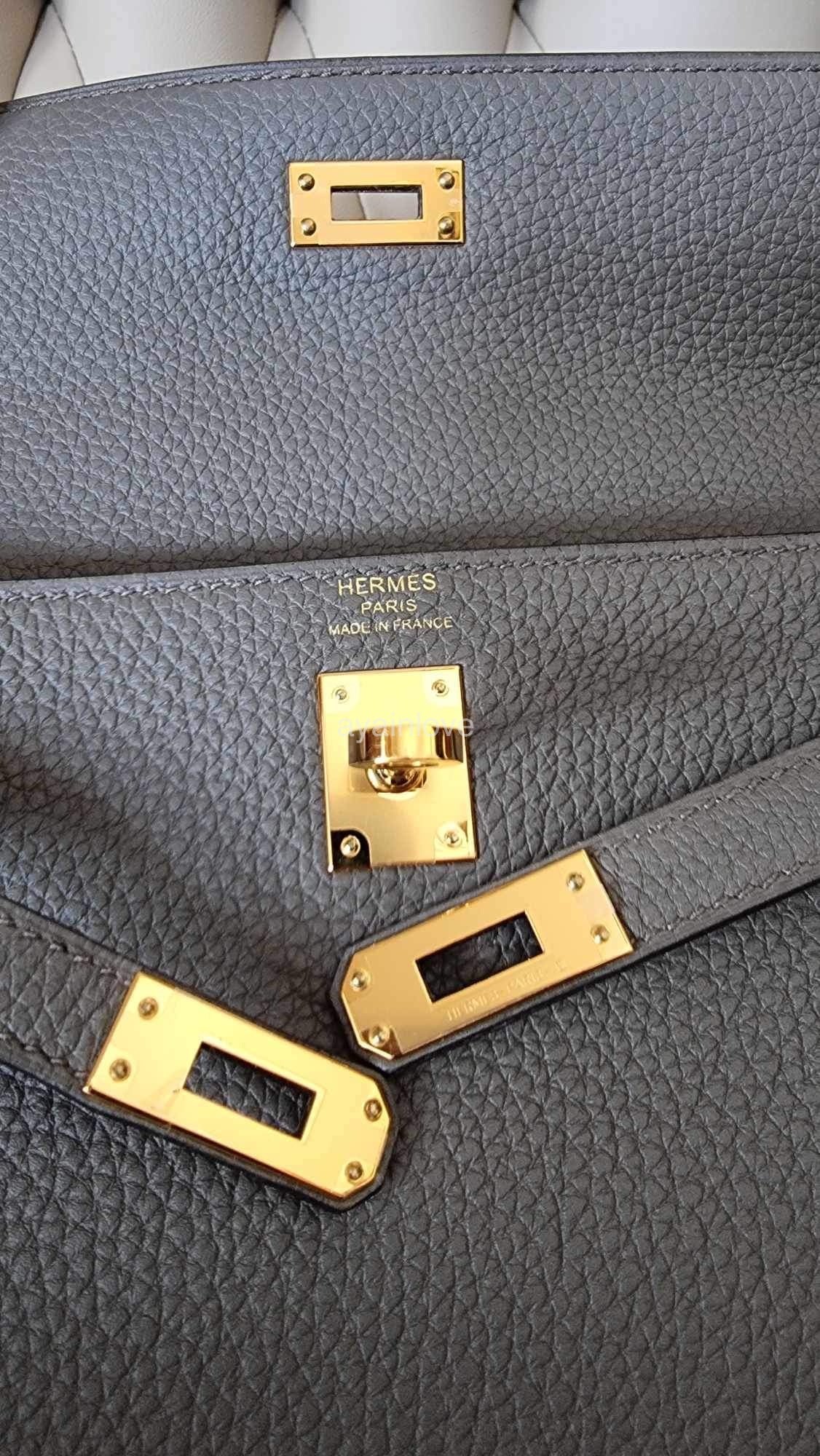 Hermes Kelly Retourne 25 Etain Togo Gold Hardware – Madison Avenue