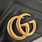 GUCCI GG Marmont Black Calf Skin Matelasse Chevron Mini Chain Flap Bag Gold Hardware