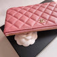 CHANEL 22A Pink Caviar Small O Case 20cm Light Gold Hardware