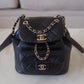 CHANEL 22A Mini Duma Black Drawstring Backpack Light Gold Hardware