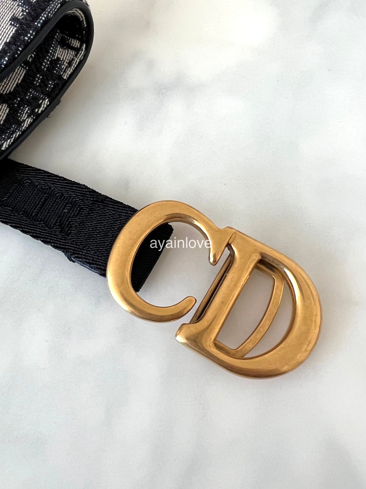 DIOR Saddle Blue Oblique Jacquard Belt Pouch Bag Gold Hardware