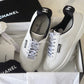 CHANEL White Leather Script CC Logo Weekend Sneakers Trainers Shoes Size 38 EU