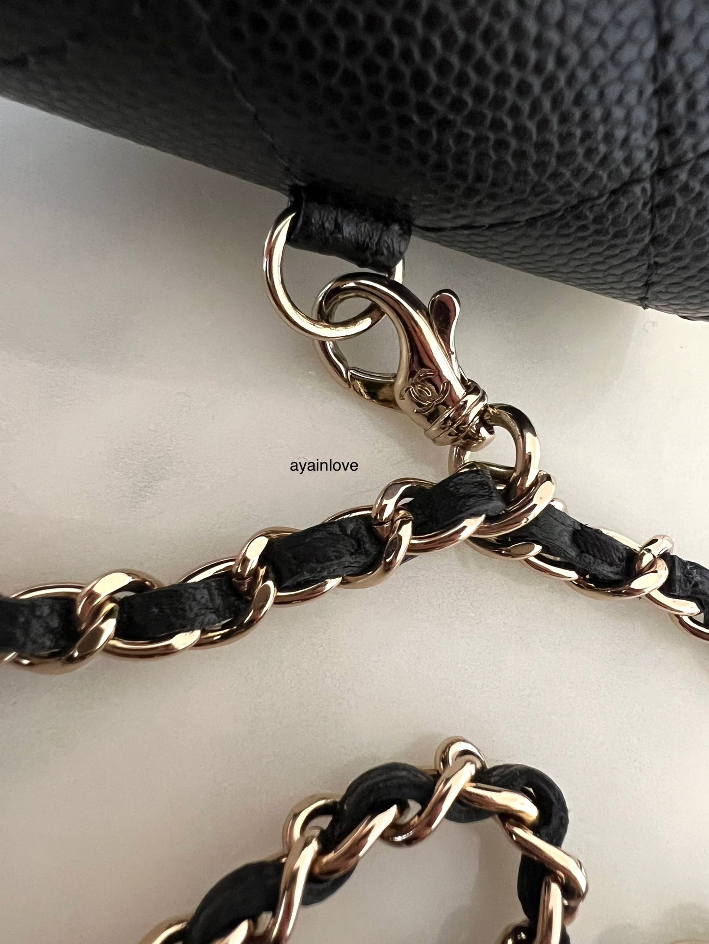 CHANEL Black Caviar AirPods Pro Case Quilted Flap Necklace Strap  Gold Hardware