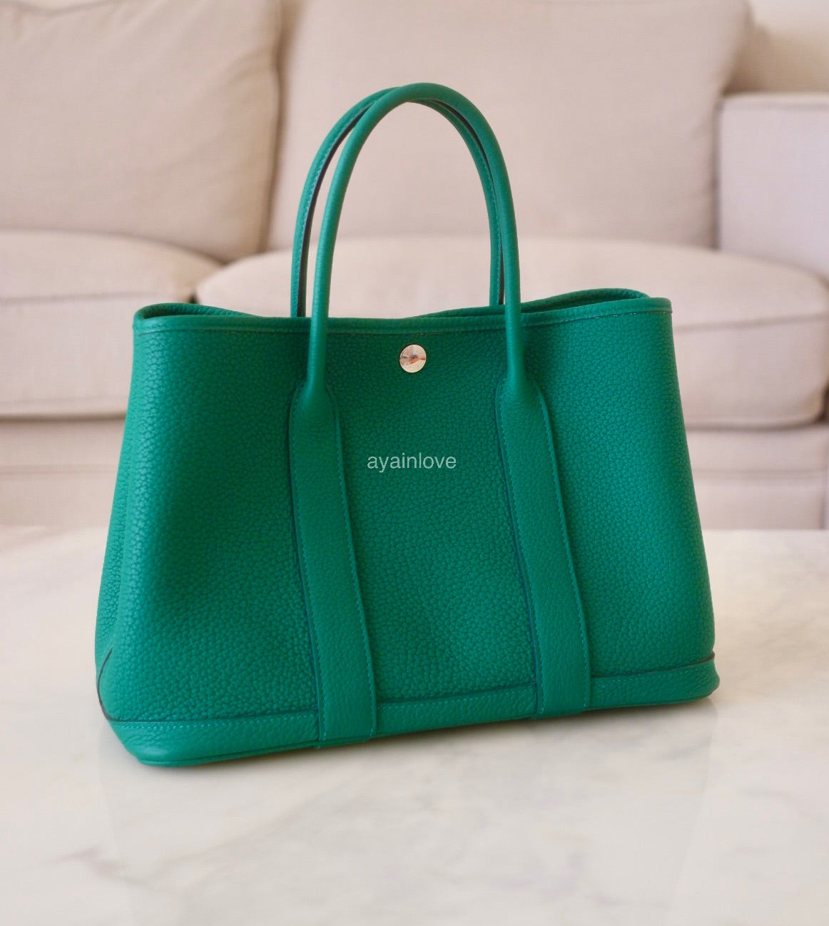 HERMES Garden Party 30 Malachite Palladium Hardware C Stamp – AYAINLOVE ...