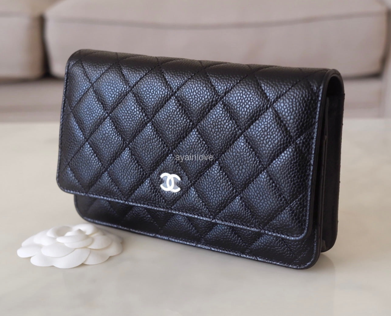 CHANEL Black Caviar Mini Wallet on Chain Silver Hardware – AYAINLOVE  CURATED LUXURIES