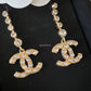 CHANEL 20S Crystal CC Drop Stud Earrings Gold Hardware