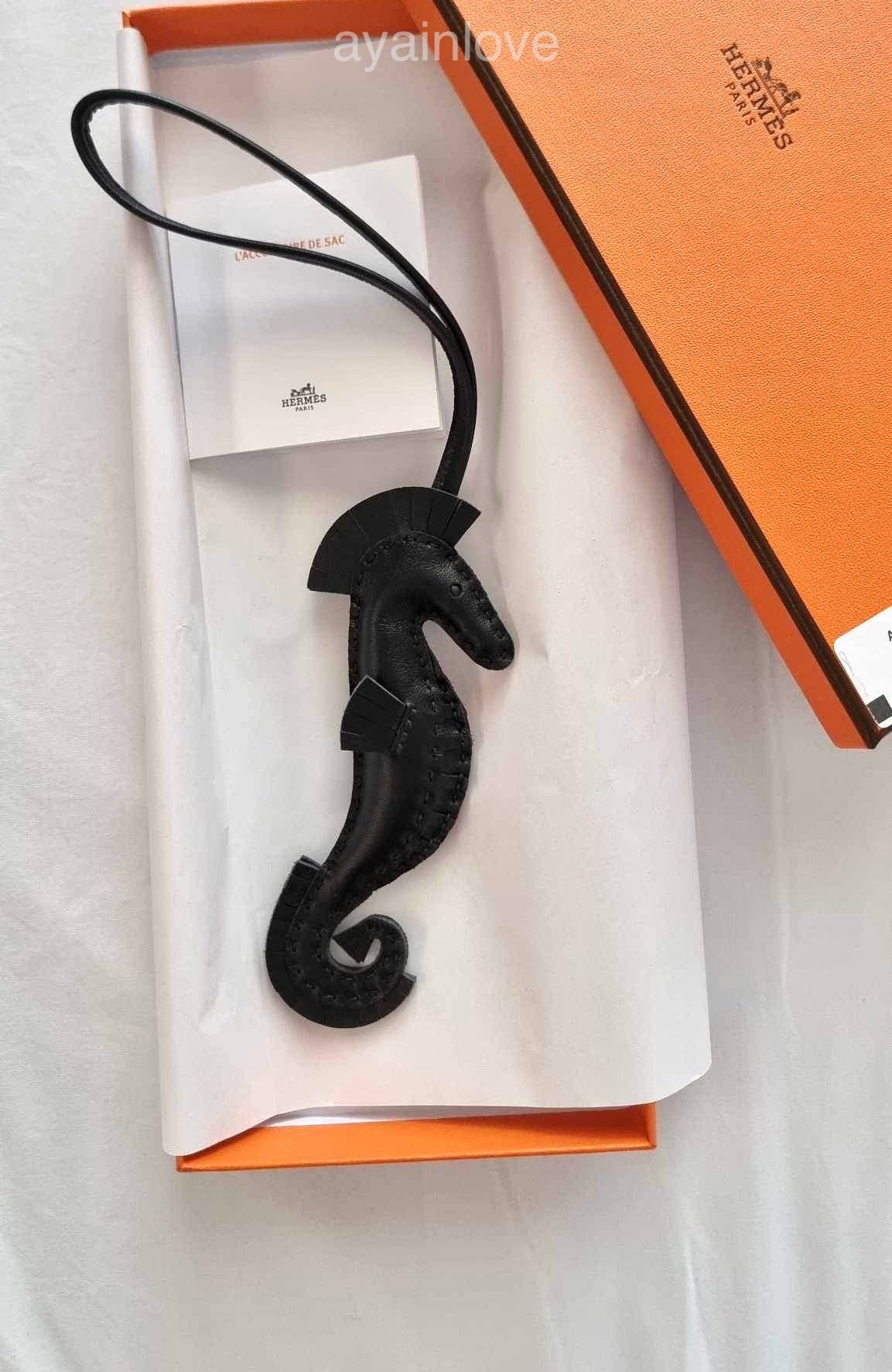 HERMES Hippo Seahorse Bag Charm So Black B Stamp