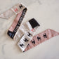 CHANEL Pink White Silk CC Rue Cambon Twilly Scarf Bandeau