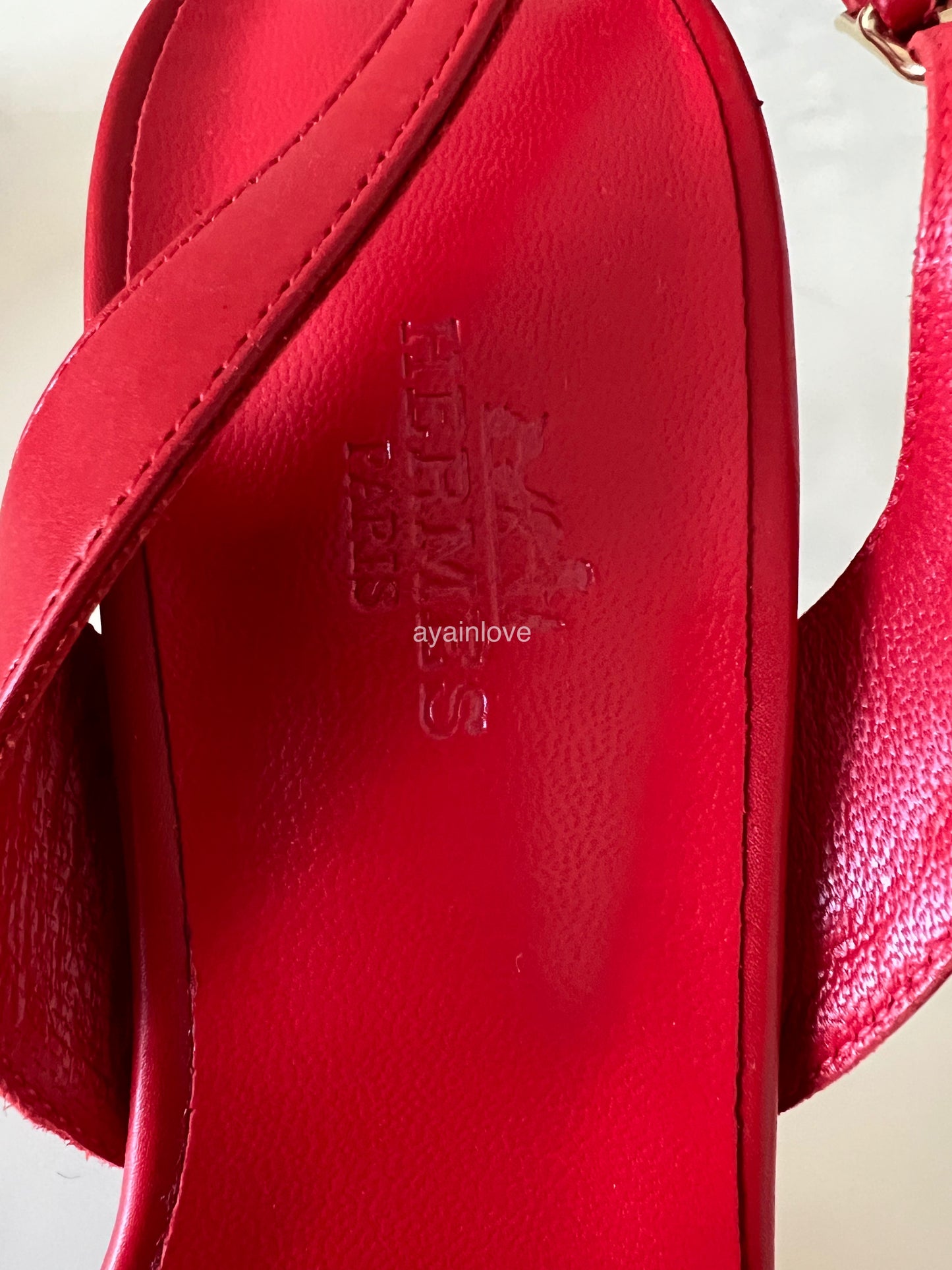 HERMES Premiere Red Rogue Shoes Heel Sandals Size 38