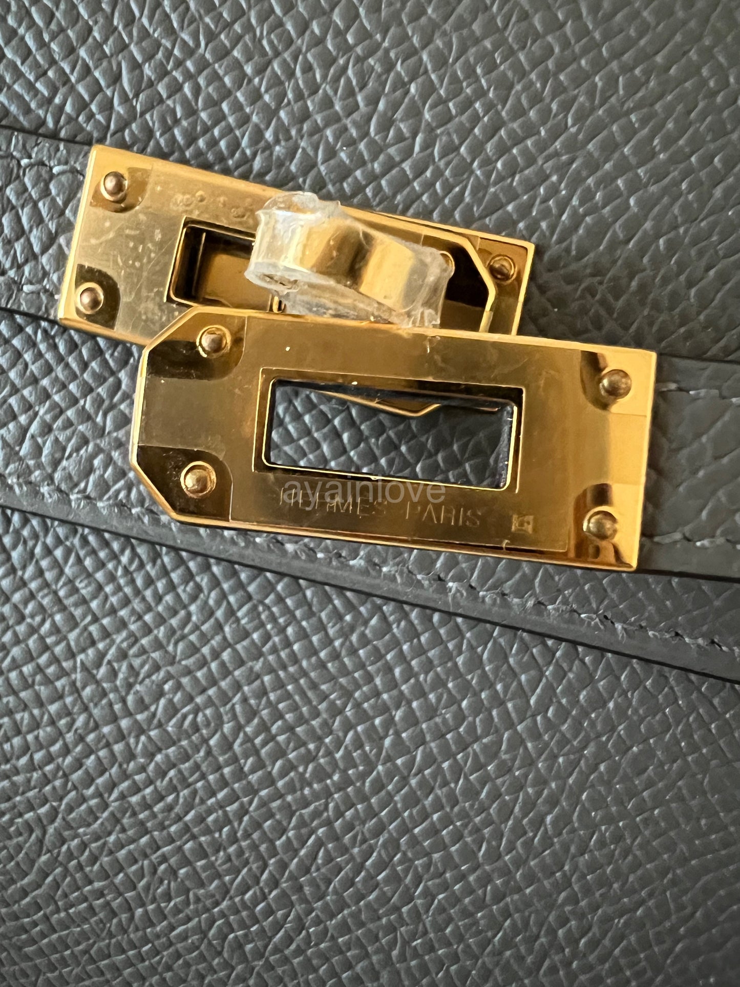 HERMES Kelly To Go 18 KTG Clutch Epsom Gris Meyer Gold Hardware