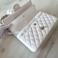 CHANEL 21S WHITE CAVIAR MEDIUM CLASSIC FLAP LIGHT GOLD HARDWARE