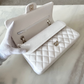 CHANEL 21S WHITE CAVIAR MEDIUM CLASSIC FLAP LIGHT GOLD HARDWARE