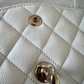 CHANEL 21S WHITE CAVIAR MEDIUM CLASSIC FLAP LIGHT GOLD HARDWARE