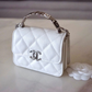 CHANEL 22S White Caviar Pick Me Up Top Handle Clutch on Chain Silver Hardware