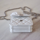 CHANEL 22S White Caviar Pick Me Up Top Handle Clutch on Chain Silver Hardware