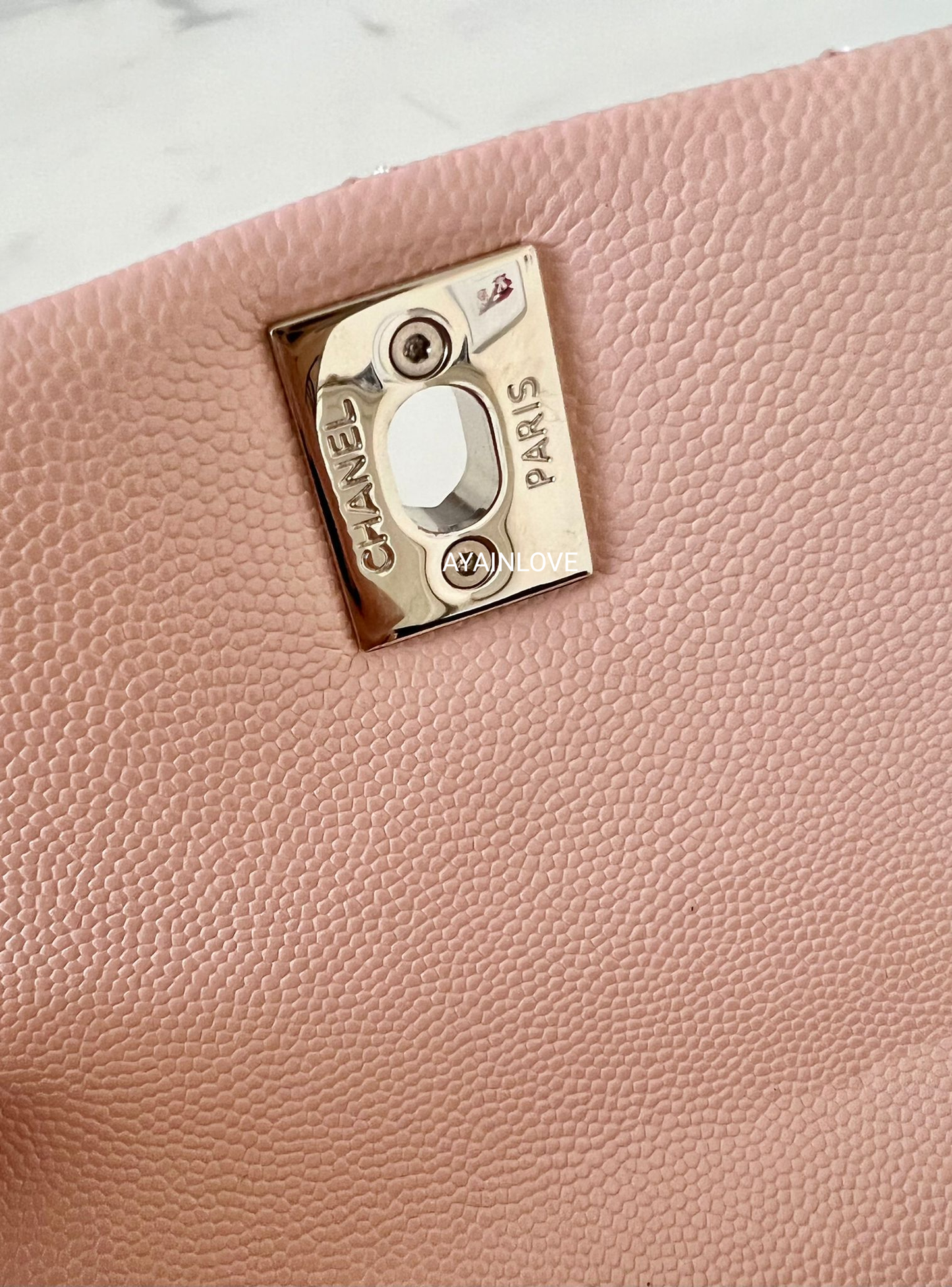 CHANEL 21P Light Pink Caviar Coco Handle Extra Mini 19cm Light Gold Hardware