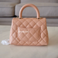 CHANEL 21P Light Pink Caviar Coco Handle Extra Mini 19cm Light Gold Hardware