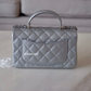 CHANEL 21S Silver Caviar Top Handle Rectangle Mini Bag Silver Hardware