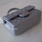 CHANEL 21S Silver Caviar Top Handle Rectangle Mini Bag Silver Hardware