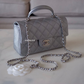 CHANEL 21S Silver Caviar Top Handle Rectangle Mini Bag Silver Hardware