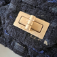 CHANEL 20K Black Navy Ribbon Tweed 2.55 Reissue Mini Gold Hardware