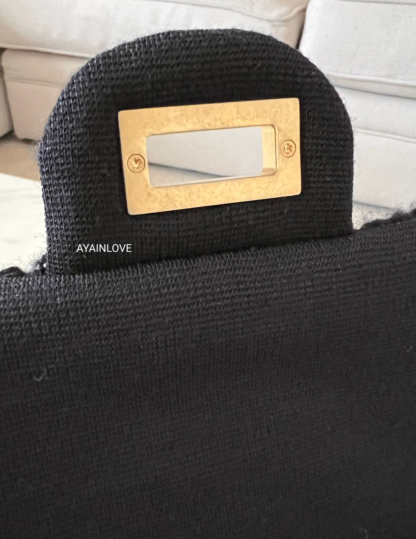 CHANEL 20K Black Navy Ribbon Tweed 2.55 Reissue Mini Gold Hardware