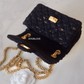 CHANEL 20K Black Navy Ribbon Tweed 2.55 Reissue Mini Gold Hardware