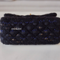 CHANEL 20K Black Navy Ribbon Tweed 2.55 Reissue Mini Gold Hardware