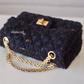 CHANEL 20K Black Navy Ribbon Tweed 2.55 Reissue Mini Gold Hardware