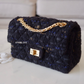 CHANEL 20K Black Navy Ribbon Tweed 2.55 Reissue Mini Gold Hardware