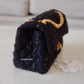 CHANEL 20K Black Navy Ribbon Tweed 2.55 Reissue Mini Gold Hardware