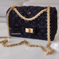 CHANEL 20K Black Navy Ribbon Tweed 2.55 Reissue Mini Gold Hardware