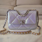 CHANEL 22P Iridescent Light Purple Lamb Skin 19 Small Flap Bag Mixed Hardware