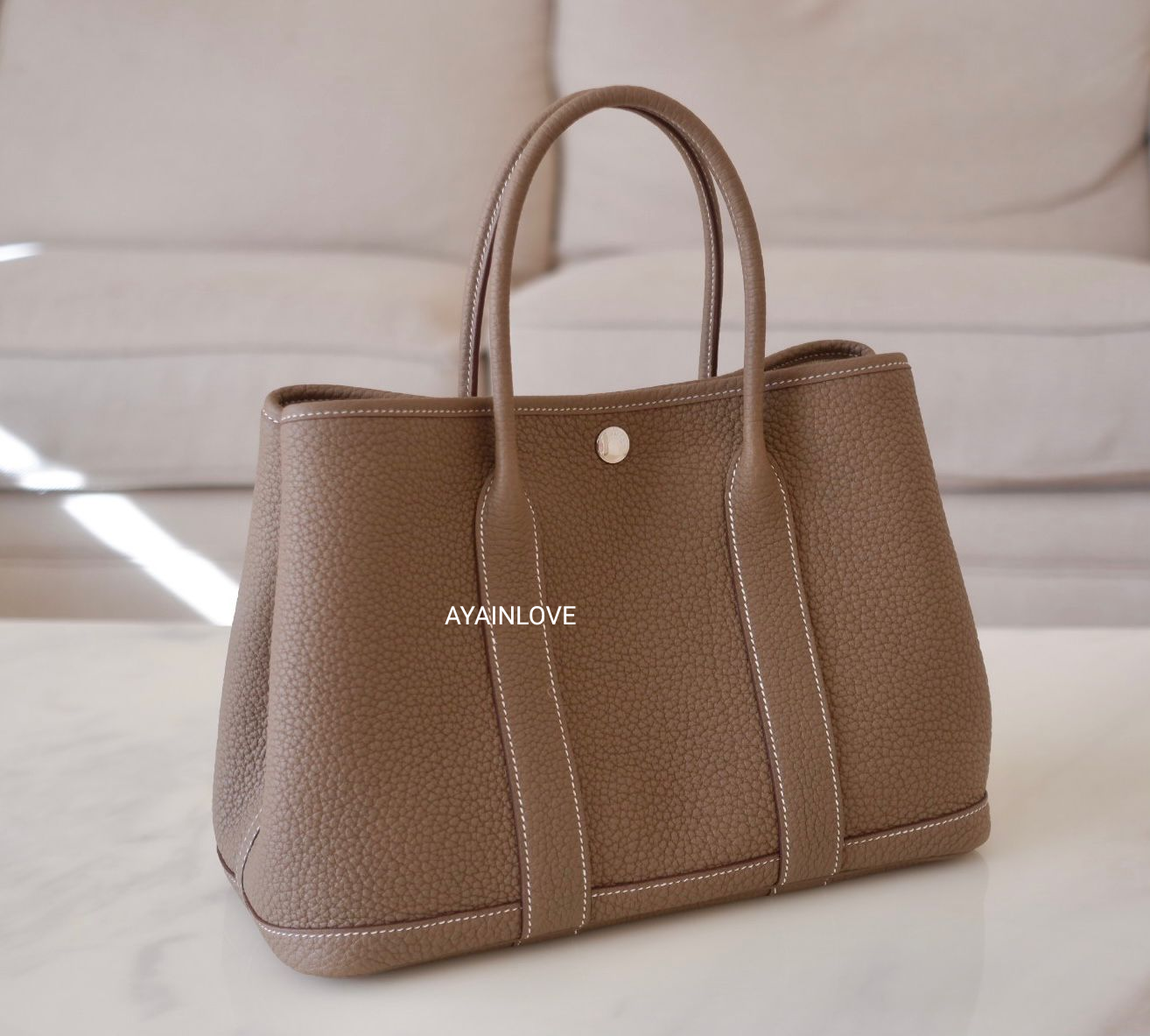 Hermès Garden Party Brown and Beige with Togo Leather