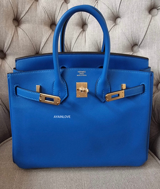 HERMES Birkin 25 Bleu Hydra Swift Gold Hardware D Stamp