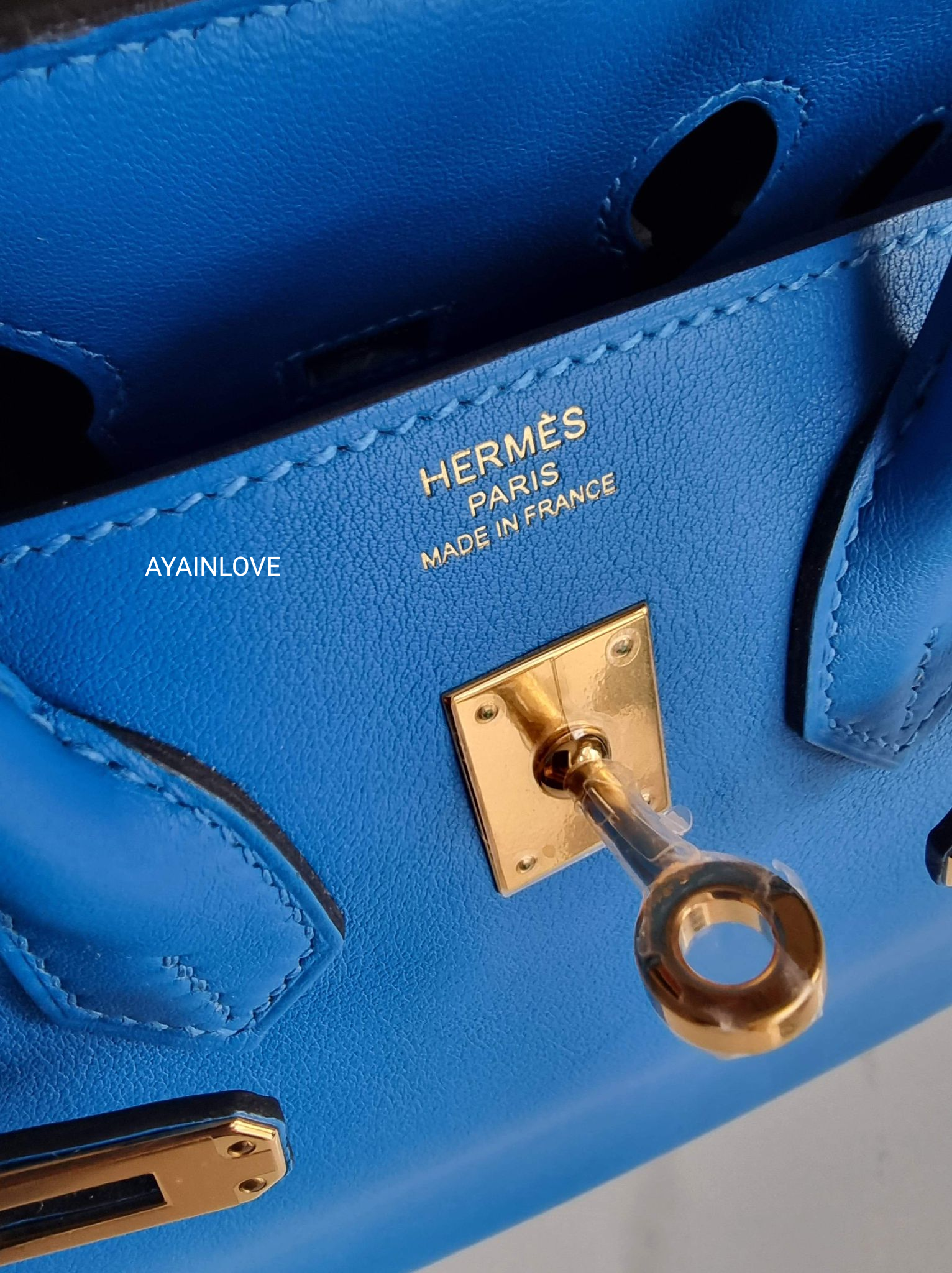 Pre-owned Hermes Birkin 25 Bleu Zellige Togo Gold Hardware